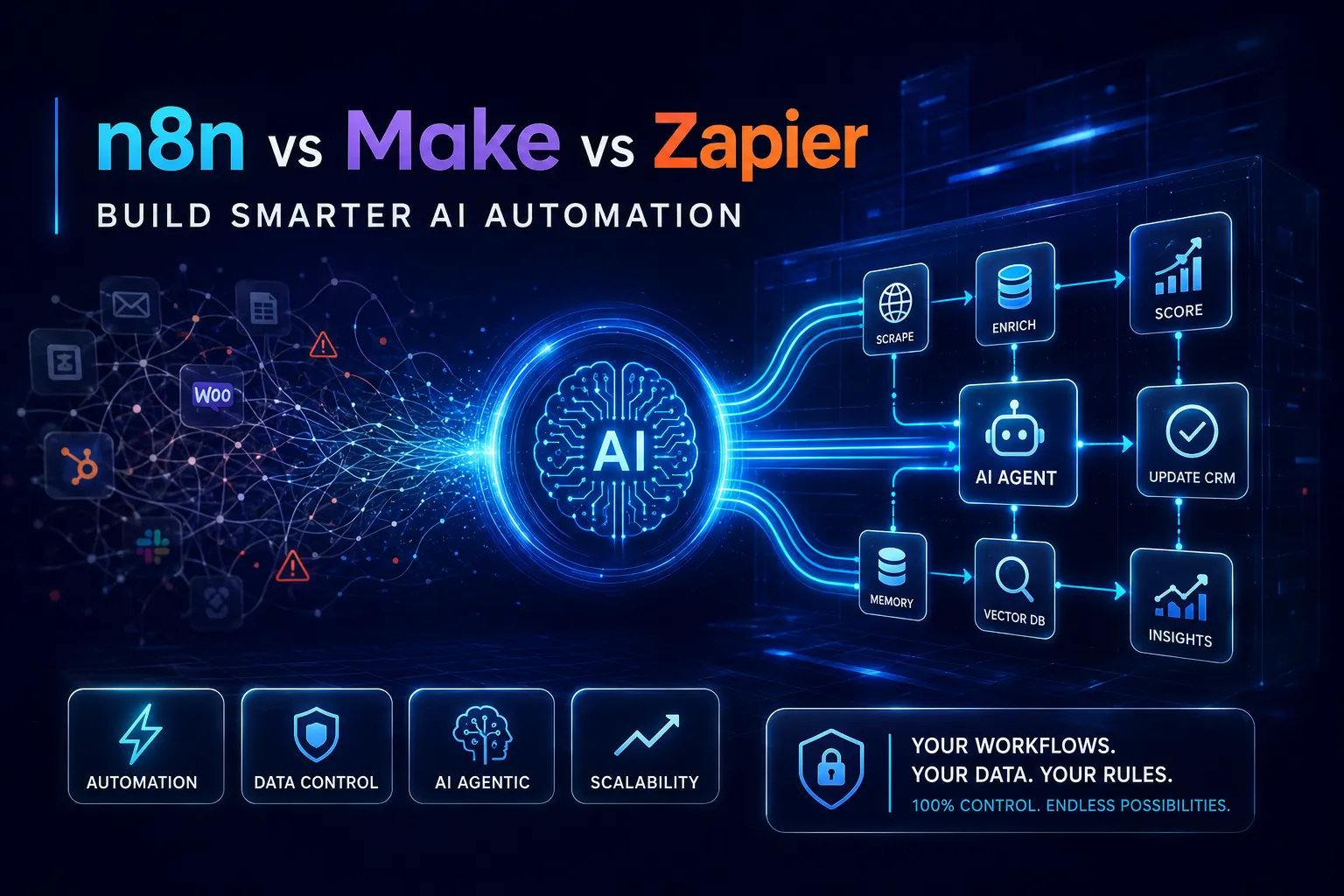 n8n vs Make vs Zapier Welk platform past het best bij uw AI automatisering