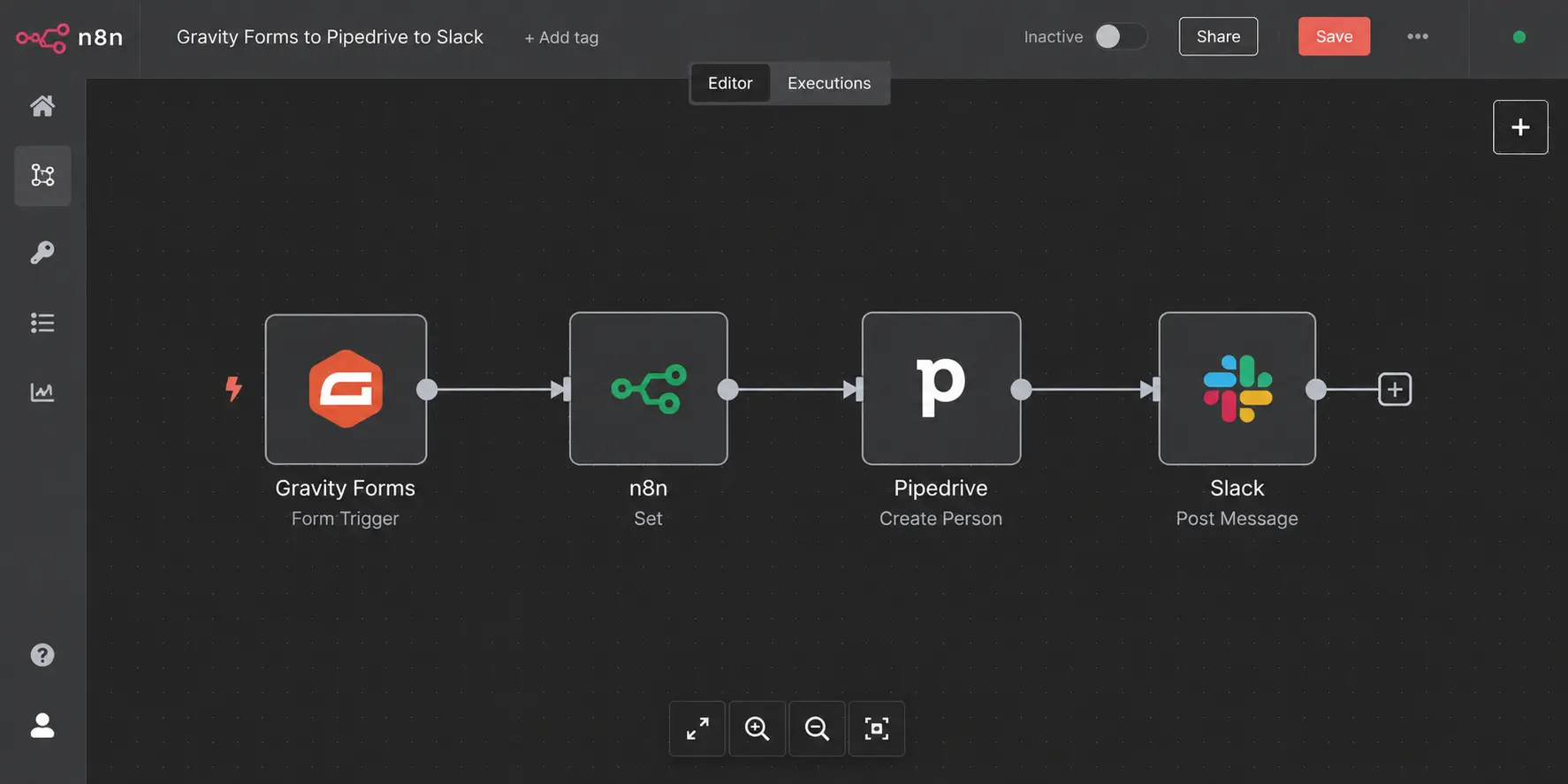 Workflow Automatisering: 7 Processen Die Elk MKB Nu Kan Automatiseren (met n8n) 63 n8n Workflow diagram - Lead Routing & CRM Verrijking (Van Website naar Sales)